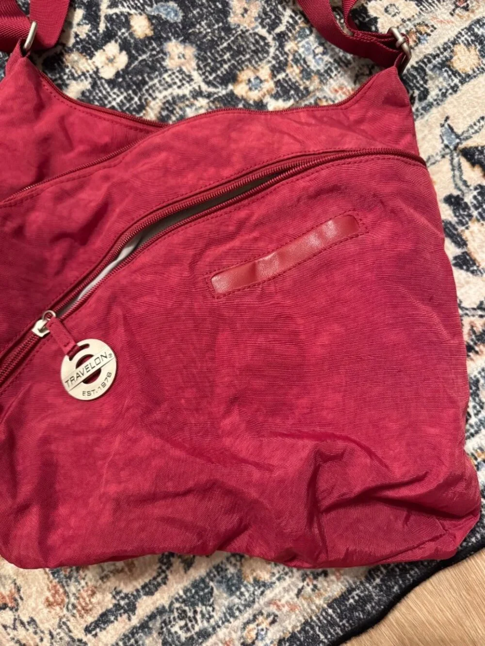 Travelon Red Anti-Theft Crossbody Bag Nylon Shoulder Purse